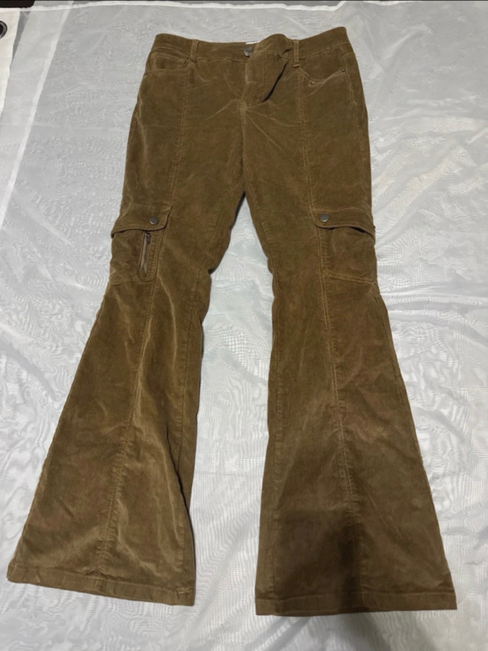 Vanilla star Brown Corduroy Flared Cargo Pants